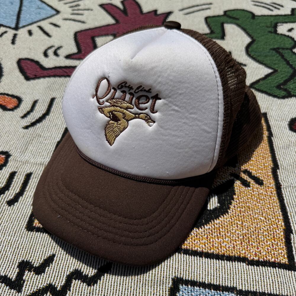 Brown and White Golf Club Quiet Snapback Trucker Hat Mallard Duck